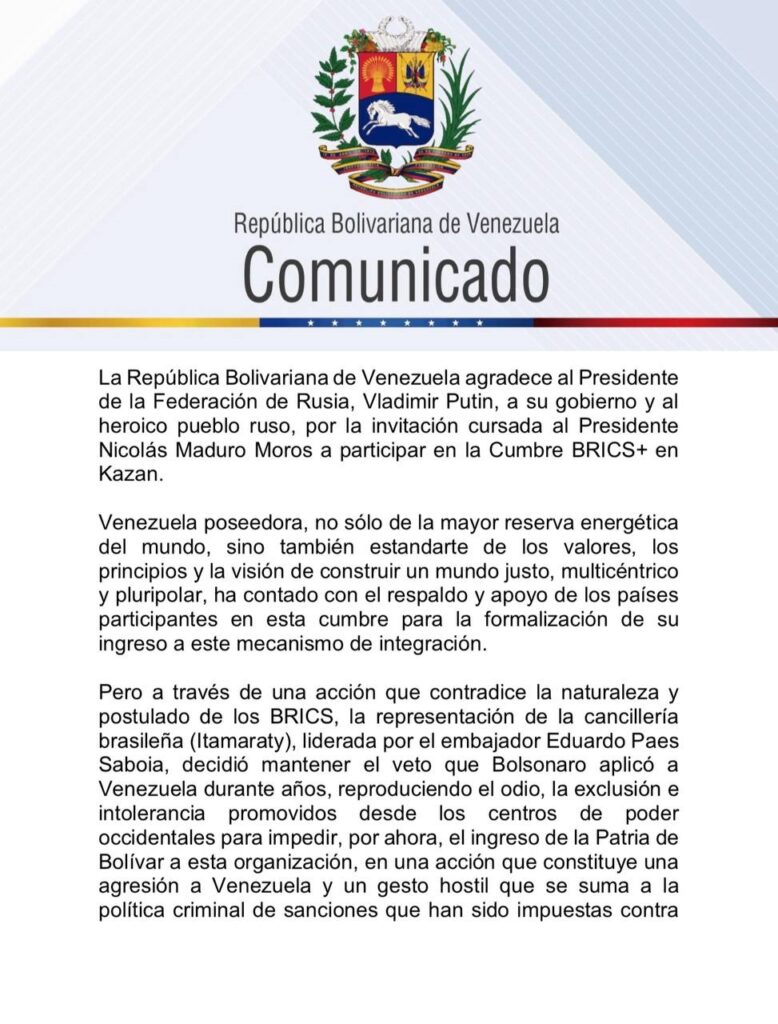 Venezuela rechaza veto de Brasil para impedir su ingreso al Grupo de los BRICS 2 venezuela 10