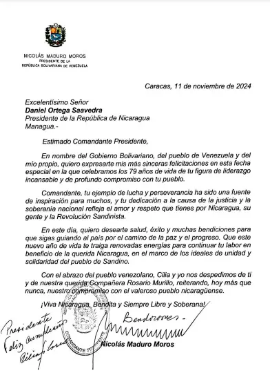 Líderes mundiales felicitan a Daniel Ortega en su 79 cumpleaños 2 maduro 1.jpg