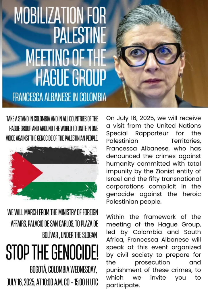 Manifestantes en Colombia se movilizan en respaldo a reunión del Grupo de La Haya 3 phm f albanese poster en