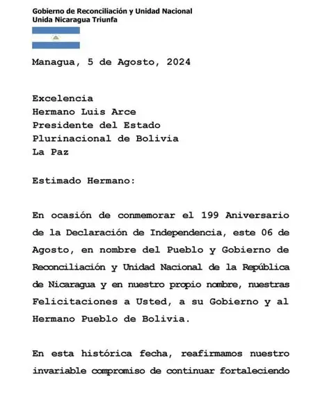 Nicaragua envía fraternas felicitaciones a Bolivia por el Bicentenario de su independencia 2 473302762 18486701752049506 4485101639214014002 n.jpg