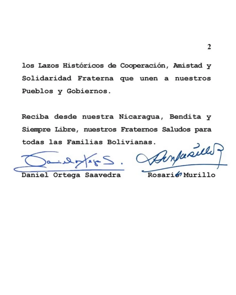 Nicaragua envía fraternas felicitaciones a Bolivia por el Bicentenario de su independencia 3 473717421 18486701740049506 855698483796508864 n