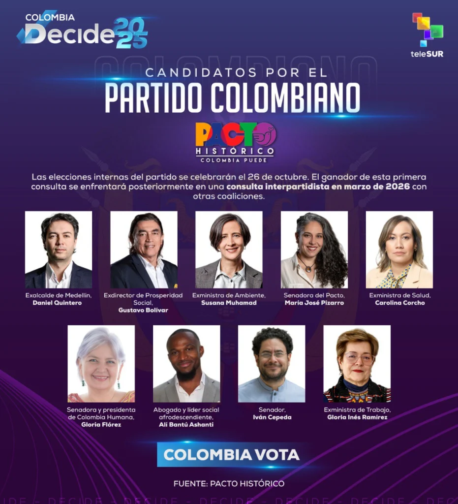 Conoce los candidatos de cara a las elecciones internas del partido Pacto Histórico en Colombia