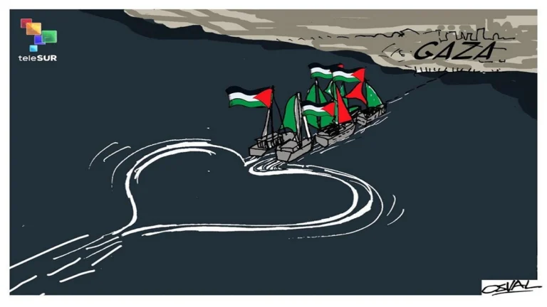 caricatura gaza sumud flotilla