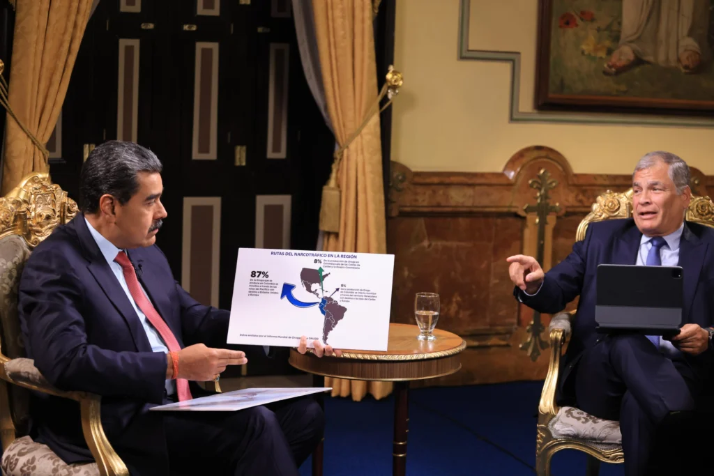 The Venezuelan President noted that 87 percent of drugs leave for US ports via the Pacific Ocean and denounced the US authorities' use of media accounts to blame others for a business in which they are involved. Photo: Presidential Press.