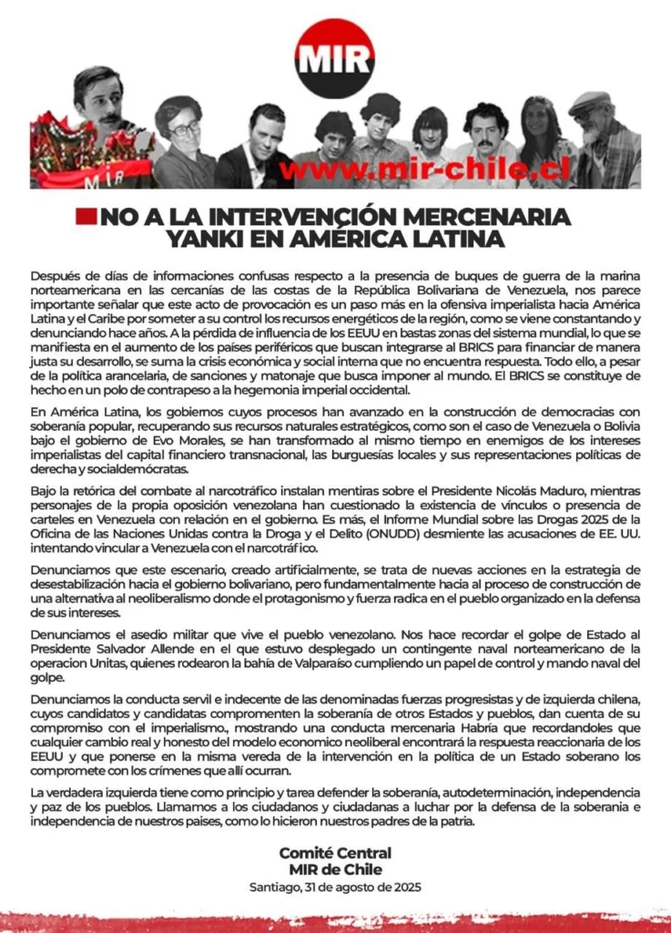 Movimientos del mundo multiplican apoyo a Venezuela ante agresión imperialista 2 whatsapp image 2025 08 31 at 19 22 51