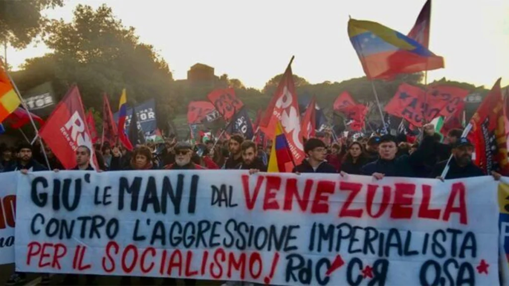 Masiva marcha en Roma condena agresión de EE.UU. contra Venezuela