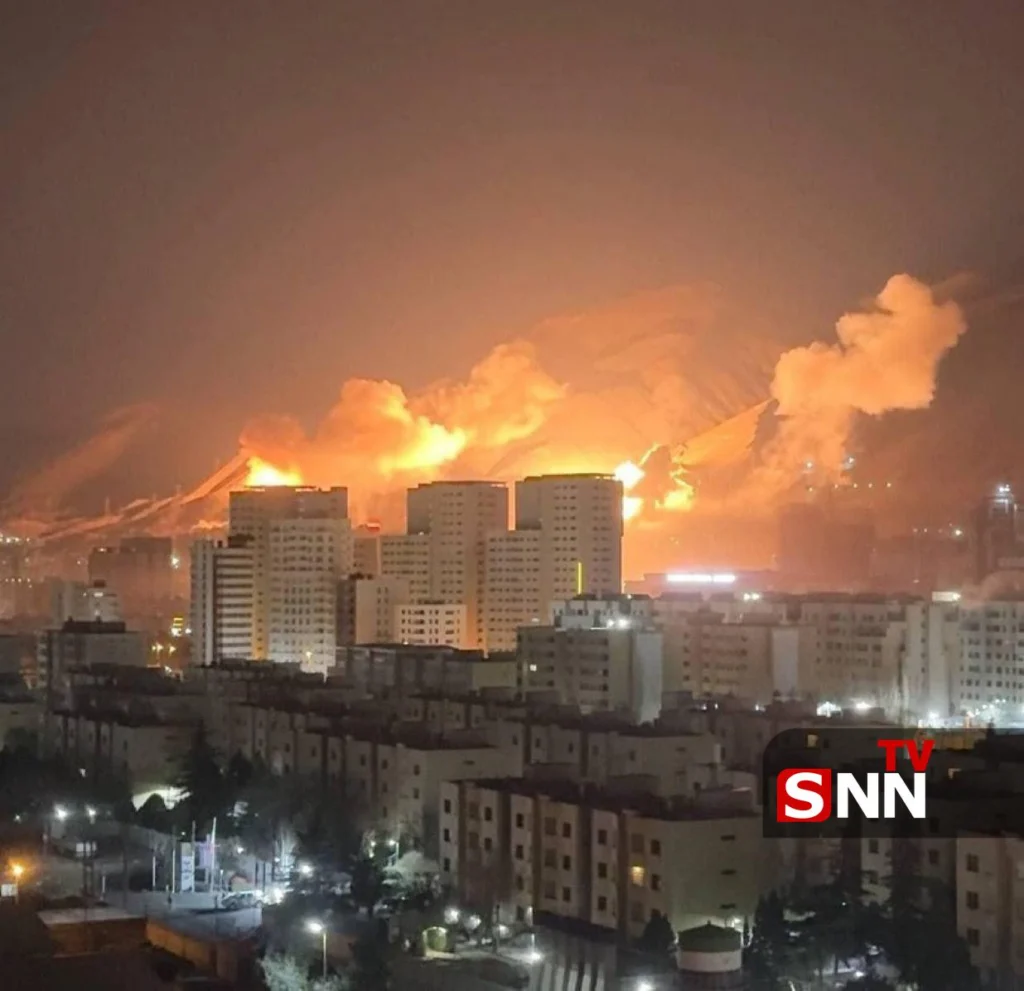 imagen relacionada con el momento de la explosion en el oeste de teheran durante la invasion estadounidense y el regimen sionista