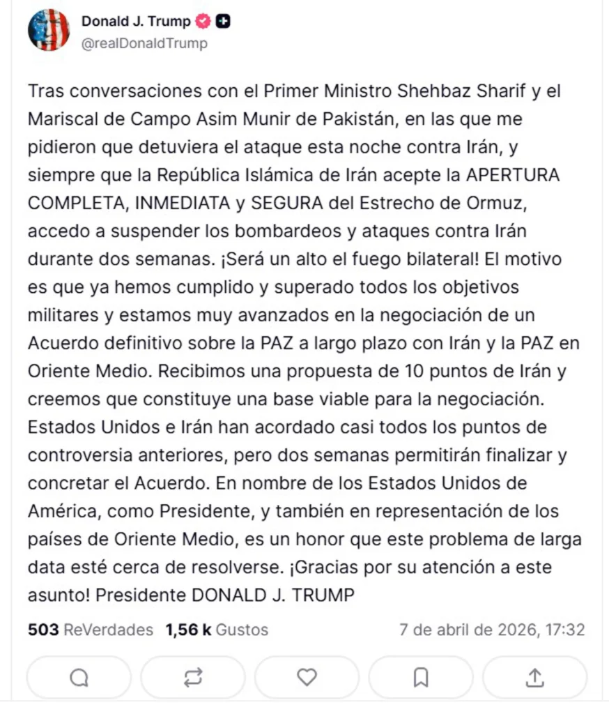 Donald Trump aplaza ataque a Irán y anuncia alto el fuego bilateral 2 fcac7b104c60a72869ba5286af67790f10c7595aw