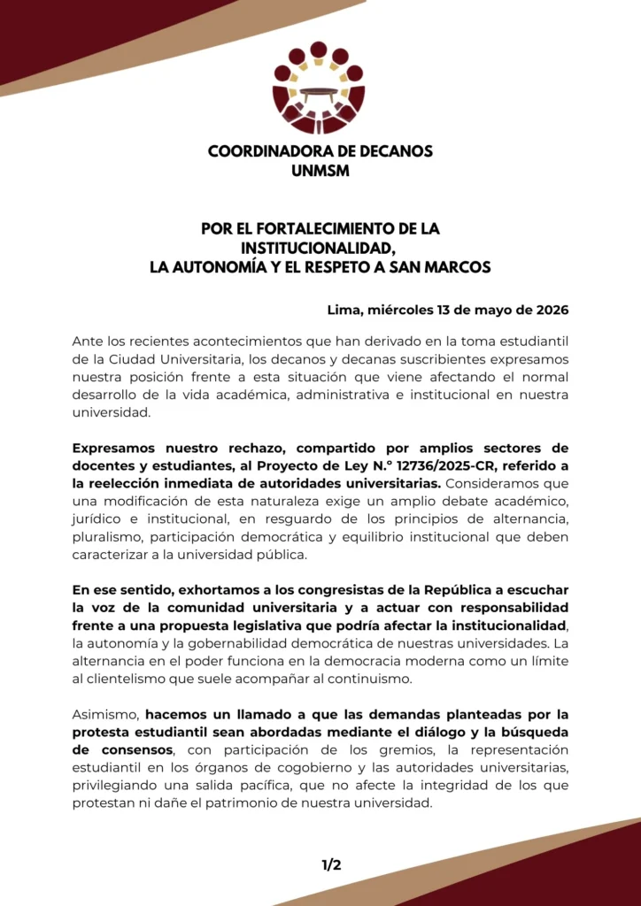Perú: estudiantes toman la Universidad San Marcos en rechazo a la reelección de rectores 2 hip5f4dwqaaqnmz