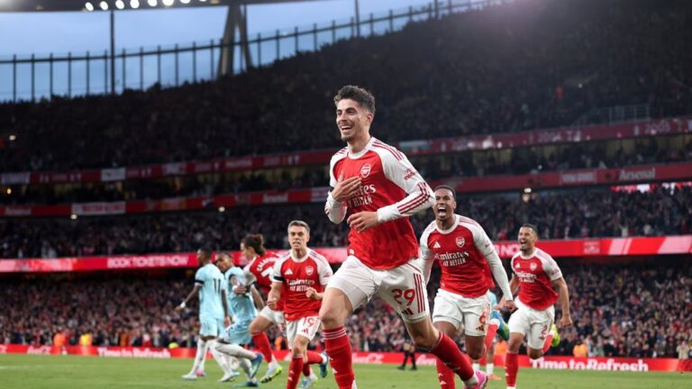 london england kai havertz of arsenal celebrates scoring a goal with a header to make it 1 0 m2rkzyis