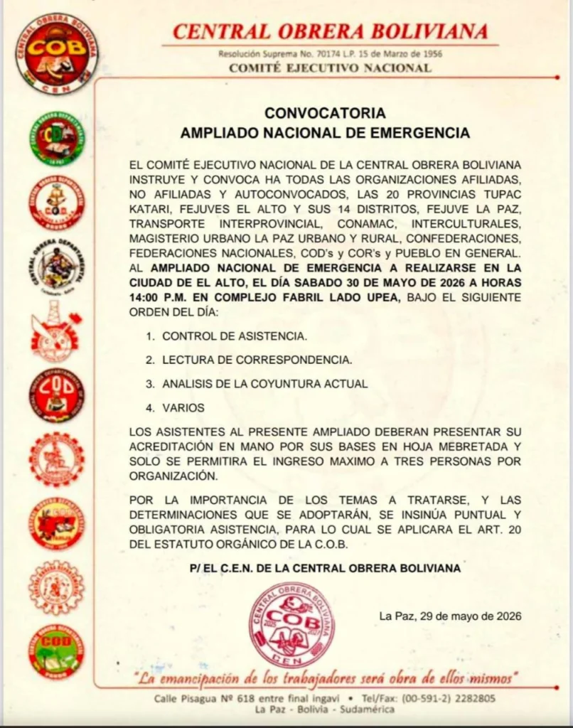Justicia de Bolivia anula aprehensión contra líderes obreros tras 29 días de protestas 2 photo 4958583359084891305 y