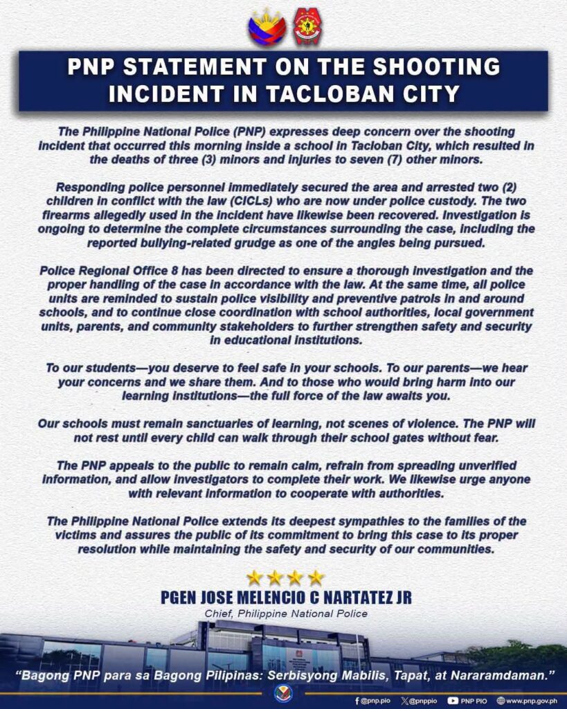 Filipinas: Tiroteo en escuela de Tacloban deja tres muertos y cinco heridos 2 729877277 1691707498804200 2333299298699270166 n