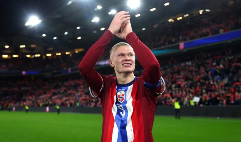 erling haaland celebrates following norway s 4 1 win over estonia in oslo in european qualifying for the fifa world cup 2026