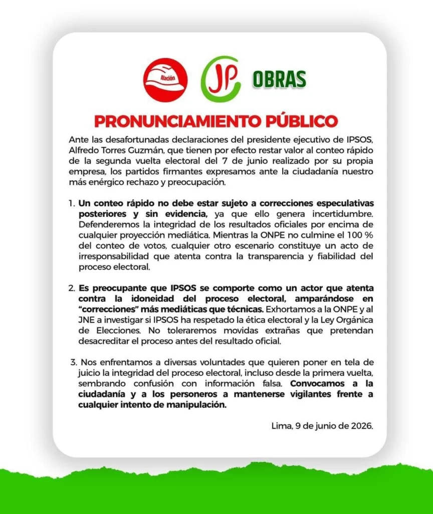 Progresistas de Perú denuncian maniobras para alterar el balotaje 2 whatsapp image 2026 06 10 at 1 53 24 pm 1